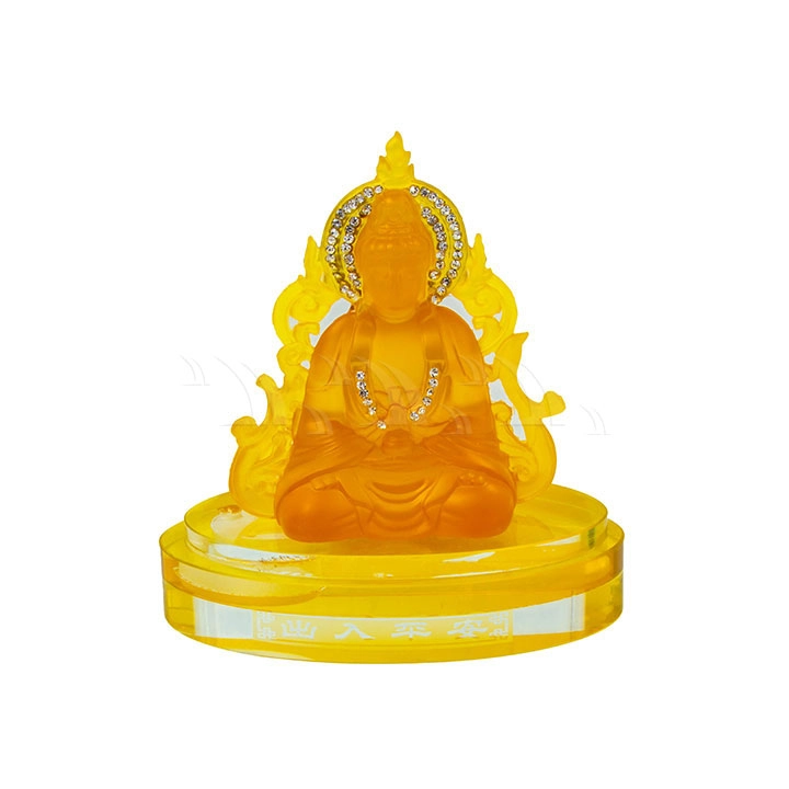 Tượng phật vàng quan âm đế thủy tinh đá - Ảnh 1