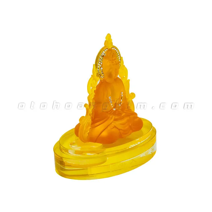Tượng phật vàng quan âm đế thủy tinh đá - Ảnh 3