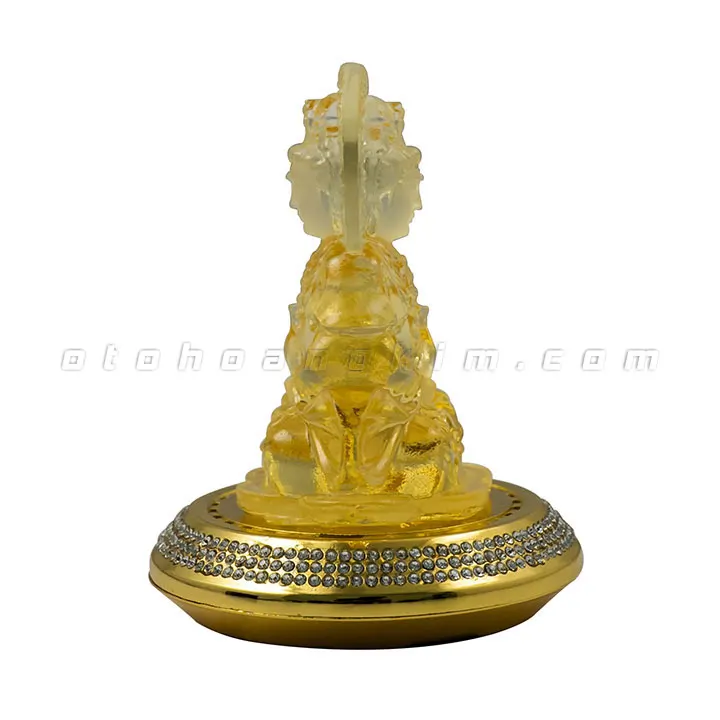 Tượng phật quan âm đá lưu ly trắng đế vàng tỏa hào quang - Ảnh 3