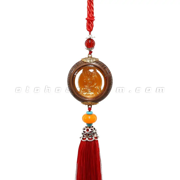 Dây treo cẩm thạch phật Quan Âm (dây đỏ) - Ảnh 3