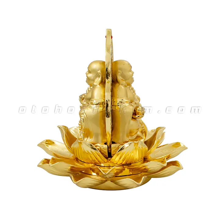Tượng phật vàng Di Lặc ngồi hoa sen nở - Ảnh 2