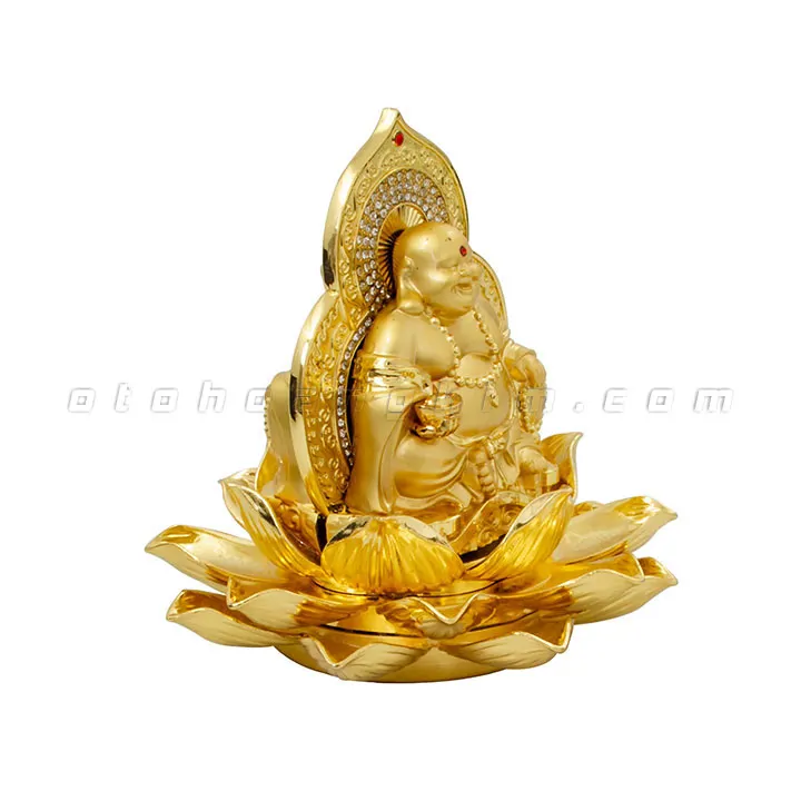 Tượng phật vàng Di Lặc ngồi hoa sen nở - Ảnh 3