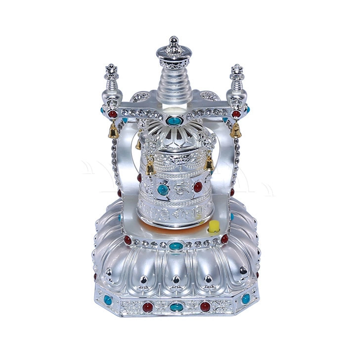 Tượng bánh xe cầu nguyện bạc - Ảnh 1