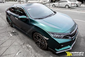Dán đổi màu mờ bóng đá quý xanh ánh kim Honda Civic