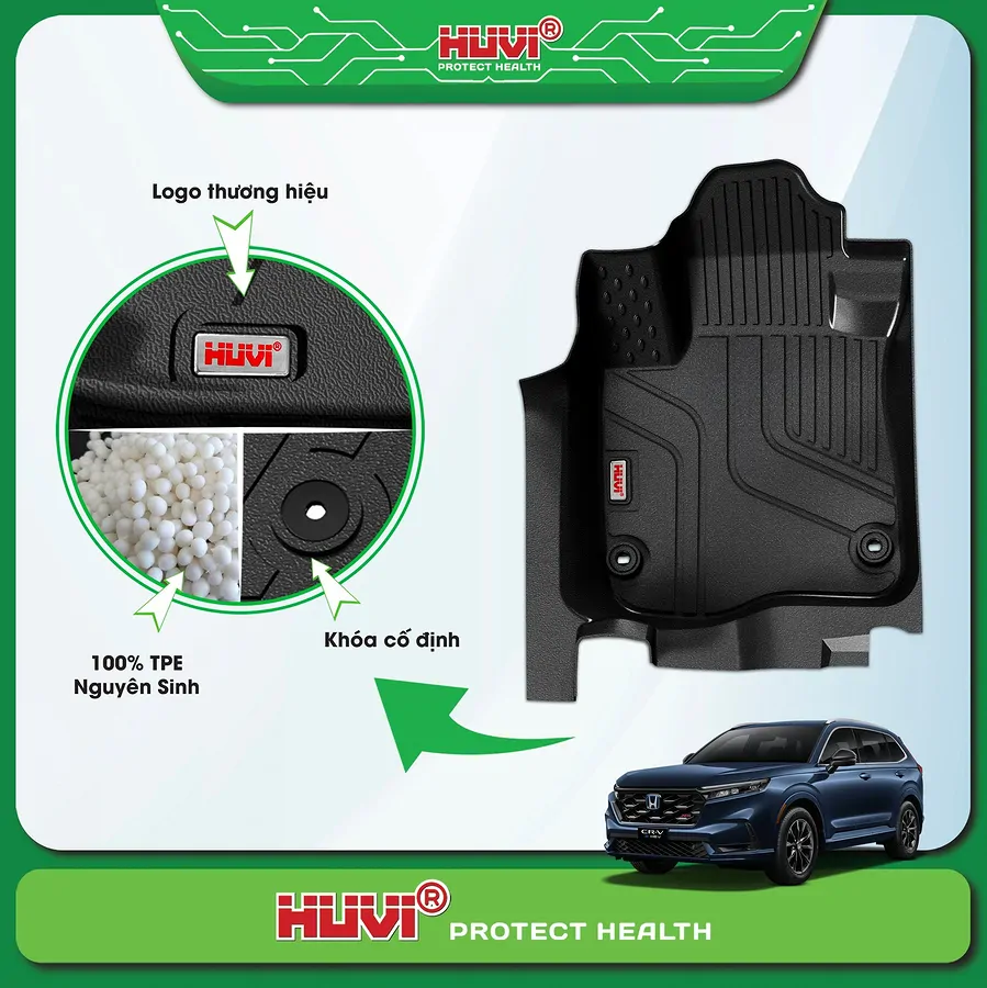 Thảm sàn Huvi CRV 2024+ 5 chỗ tràn viền - Ảnh 3