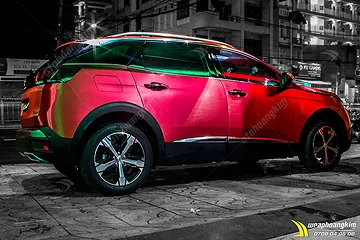Dán đổi màu nhôm xước đỏ Peugeot 3008