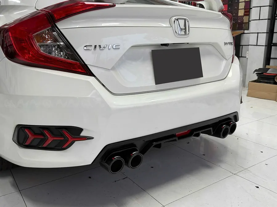Líp Chia Pô Tròn Đen Mờ Cho Honda Civic 2017-2021 - Ảnh 2