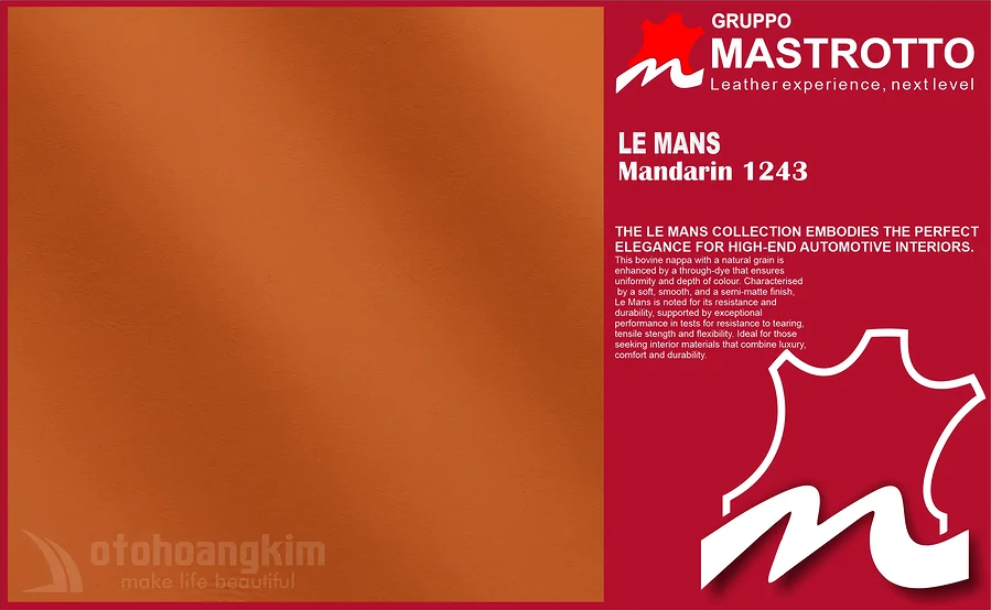 Da Bò LeMans 1243 Mandarin – Bọc Ghế Ô Tô Sang Trọng - Ảnh 1