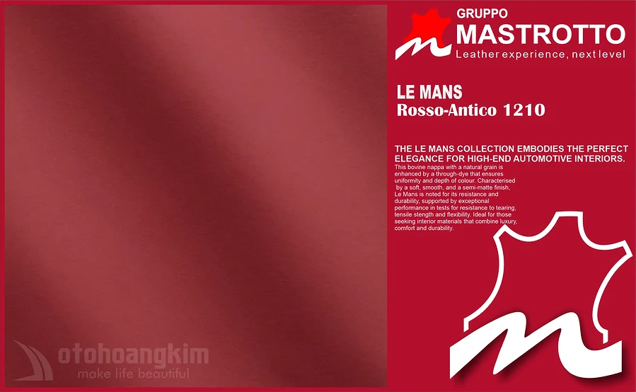 Da bò Lemans 1210 Rosso-Antico: Nâng tầm nội thất xe hơi - Ảnh 1