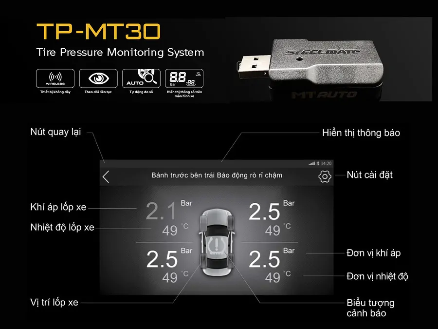 Áp Suất Lốp Steelmate TP - MT30  - Ảnh 2