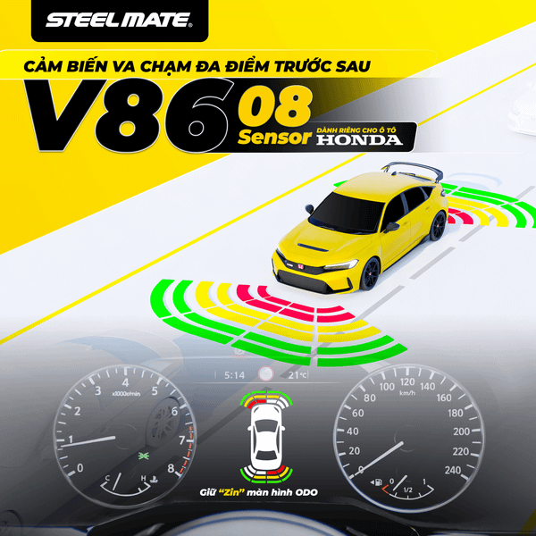 Cảm Biến Lùi Steelmate 8 Mắt V86 dành cho Honda  - Ảnh 1