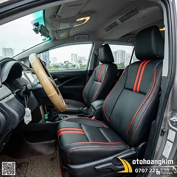 Bọc Ghế Da Nappa King Đen Chỉ Đỏ Xe Innova 