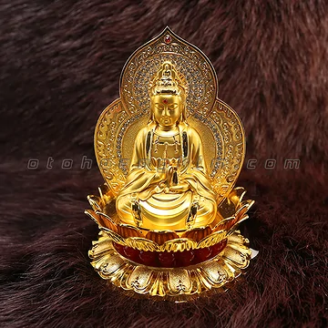 Tượng phật Quan Âm hoa sen mạ vàng