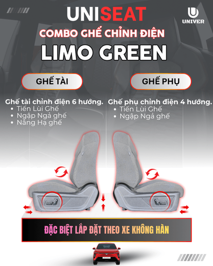 Ghế chỉnh điện Limo Green Univer (tài + phụ) - Ảnh 1