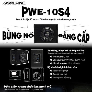 Loa Sub điện Alpine PWE-10S4 10 inch - Nâng tầm âm thanh xe