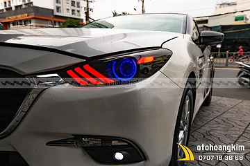 Độ đèn pha led vòng Mazda 3 kiểu BMW