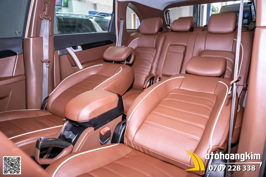 Bọc Ghế Da Nappa Xe Chevrolet Captiva Nâu Viền Trắng - Ảnh 3