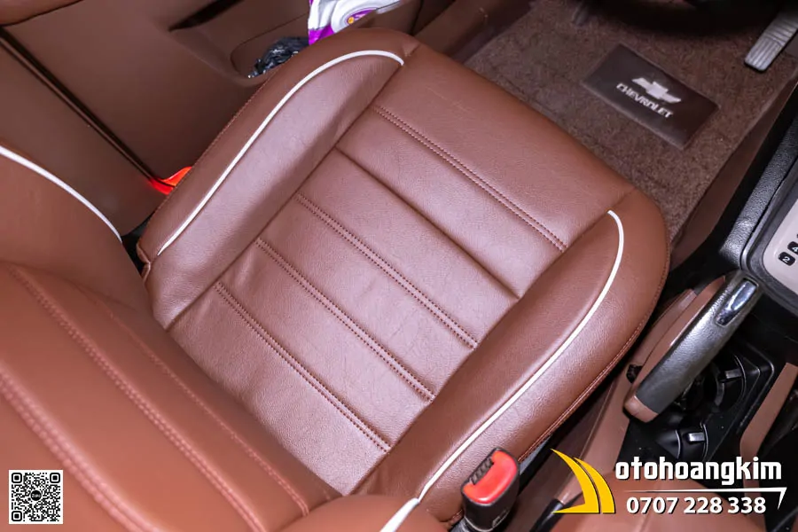 Bọc Ghế Da Nappa Xe Chevrolet Captiva Nâu Viền Trắng - Ảnh 4
