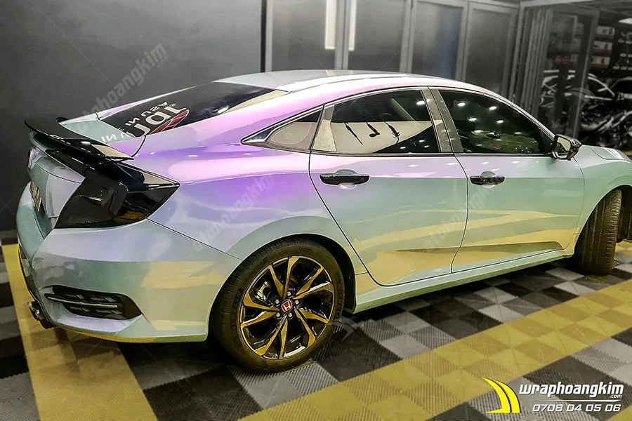 Dán đổi màu Candy hoàng hôn bạc Honda Civic - Ảnh 2