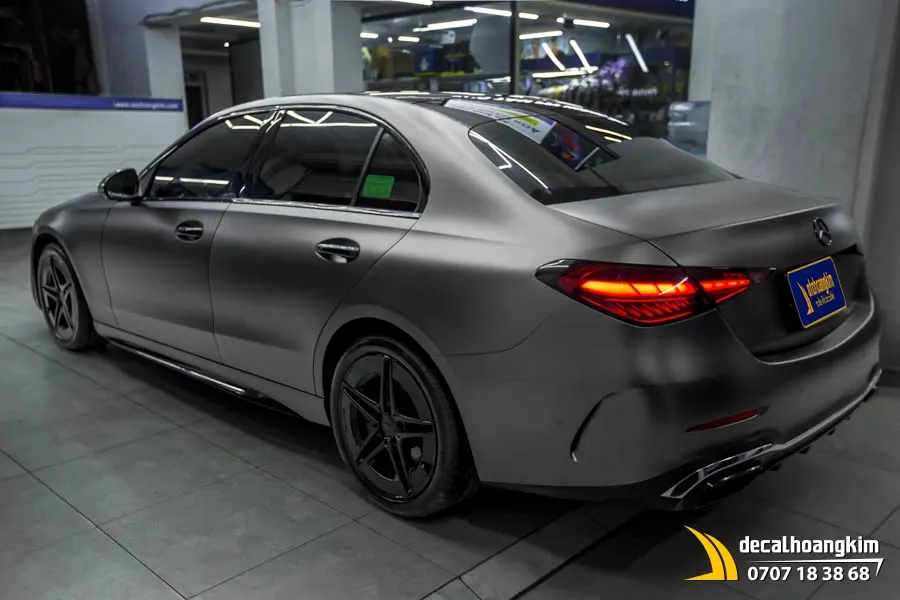 Dán đổi màu xám xi măng lì (Cement Grey Matte) xe C300 - Ảnh 7