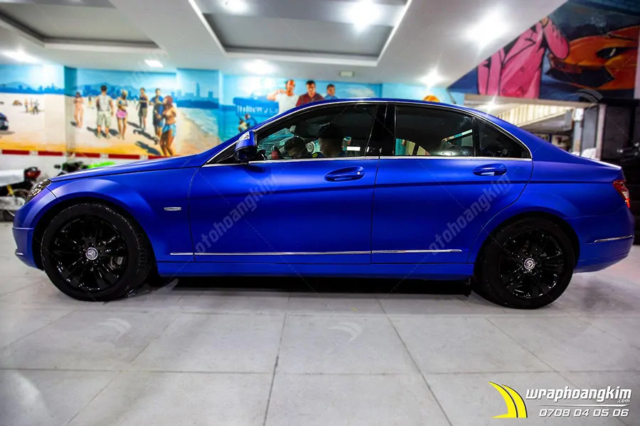 Dán đổi màu xanh mờ Mercedes C 200 - Ảnh 2