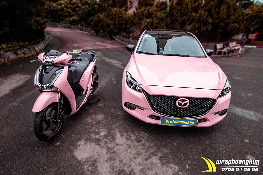 Dán đổi màu Candy hồng đào pha lê Mazda 3 - Ảnh 5