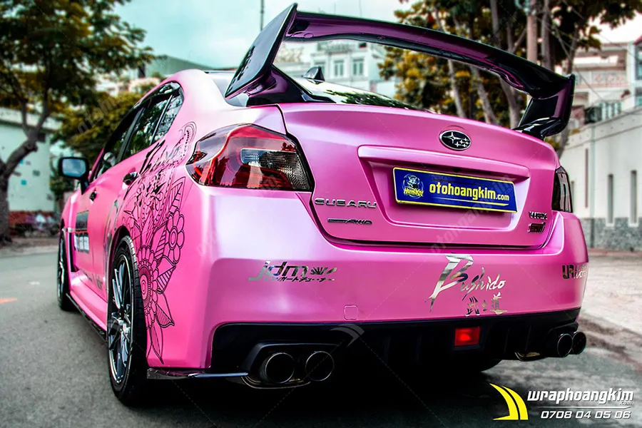 Dán đổi màu Candy hồng nhạt ánh kim Subaru WRX - Ảnh 7