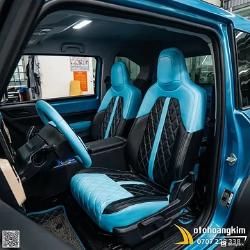 Bọc ghế da VF3 phối màu xanh - đen