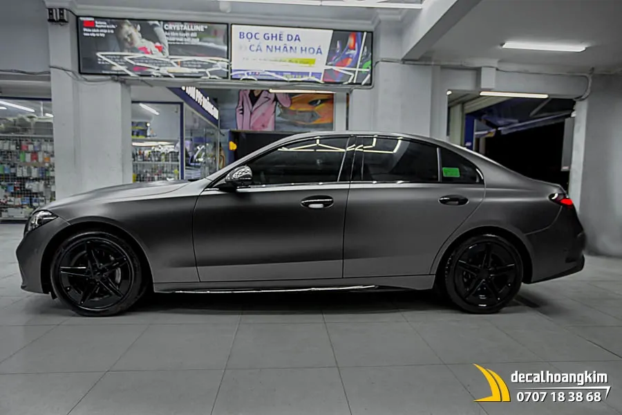 Dán đổi màu xám xi măng lì (Cement Grey Matte) xe C300 - Ảnh 5