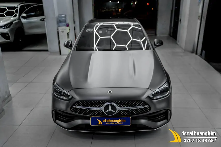 Dán đổi màu xám xi măng lì (Cement Grey Matte) xe C300 - Ảnh 4