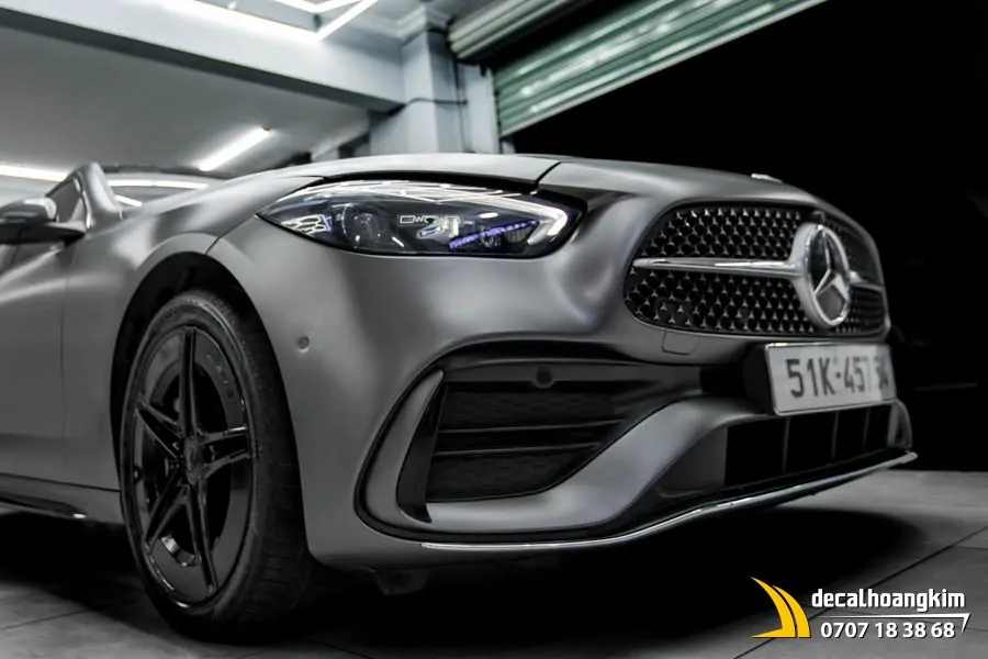 Dán đổi màu xám xi măng lì (Cement Grey Matte) xe C300 - Ảnh 6