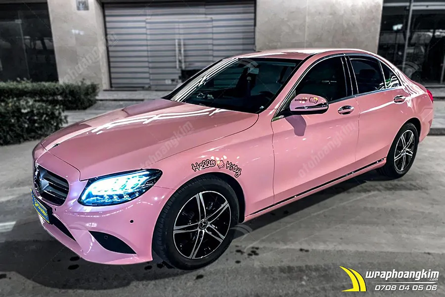 Dán đổi màu Candy hồng Mercedes C180 - Ảnh 2