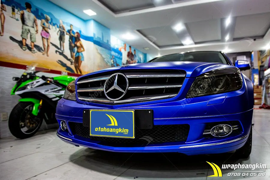 Dán đổi màu xanh mờ Mercedes C 200 - Ảnh 3