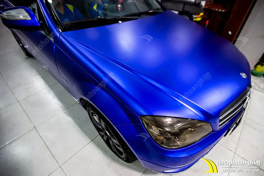 Dán đổi màu xanh mờ Mercedes C 200 - Ảnh 5