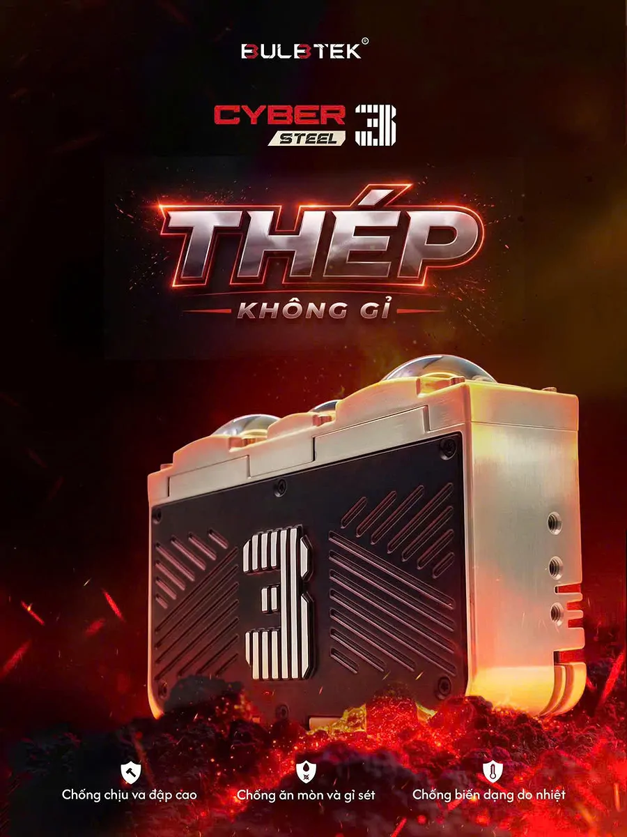 Đèn Trợ Sáng Bulbtek Cyber 3 Steel - Chiếu Sáng Vượt Trội - Ảnh 5