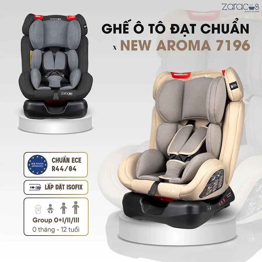 Ghế ngồi ô tô trẻ em Zaracos New Aroma 7196 màu xám - Ảnh 6