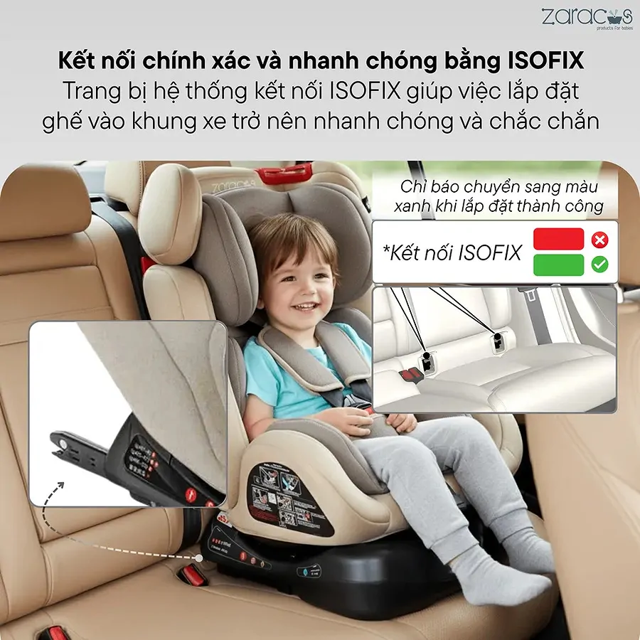 Ghế ngồi ô tô trẻ em Zaracos New Aroma 7196 màu xám - Ảnh 7