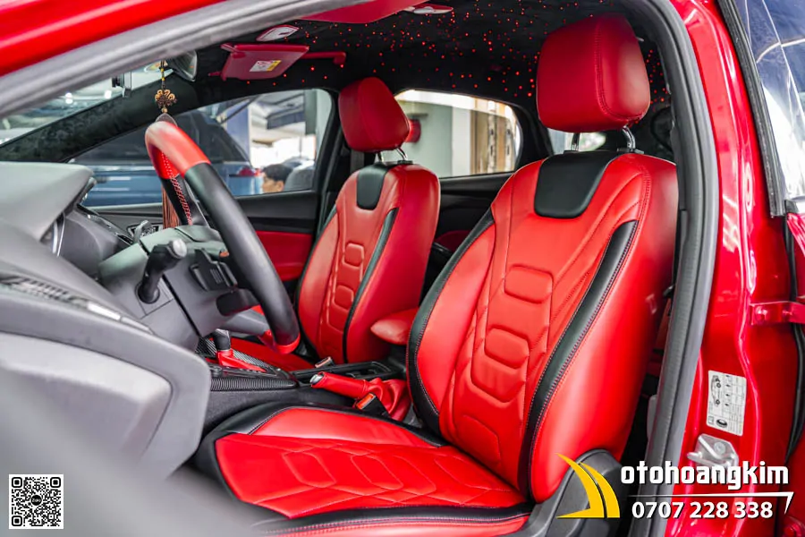 Bọc áo ghế da xe EcoSport mẫu Nappa đỏ viền đen cao cấp - Ảnh 7