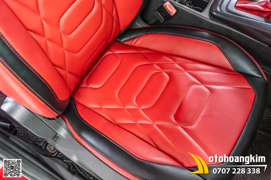 Bọc áo ghế da xe EcoSport mẫu Nappa đỏ viền đen cao cấp - Ảnh 1