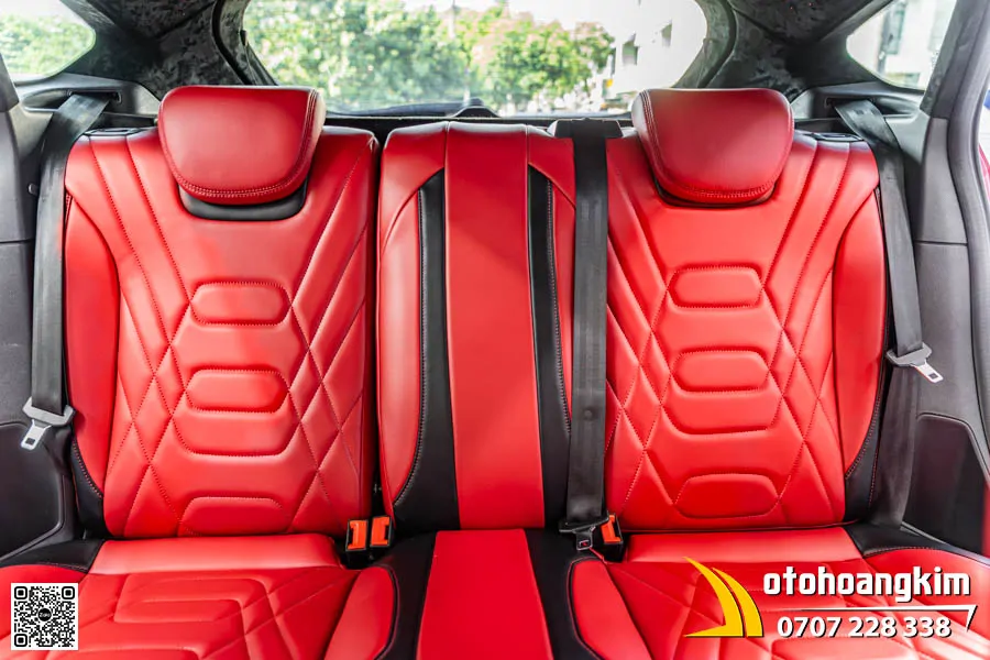Bọc áo ghế da xe EcoSport mẫu Nappa đỏ viền đen cao cấp - Ảnh 3