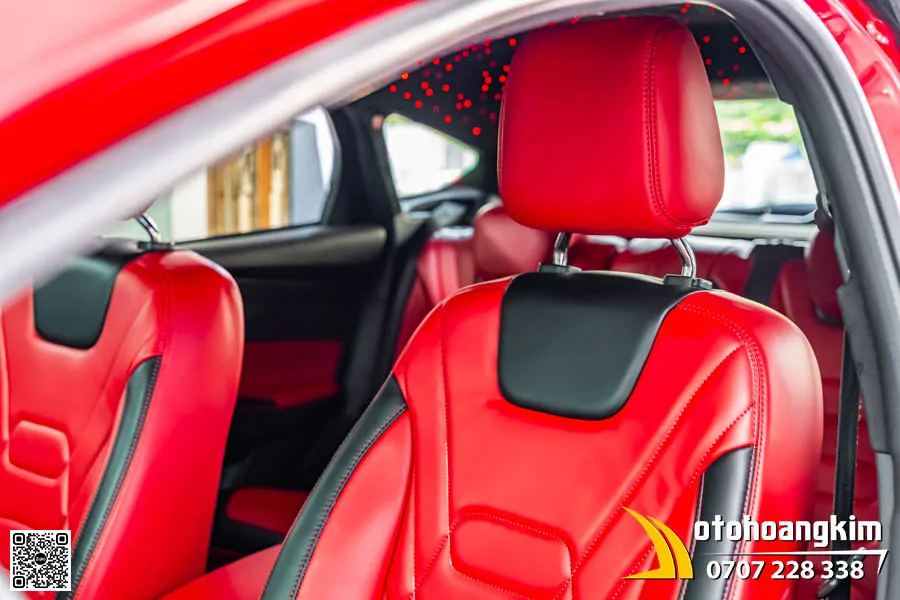 Bọc áo ghế da xe EcoSport mẫu Nappa đỏ viền đen cao cấp - Ảnh 5