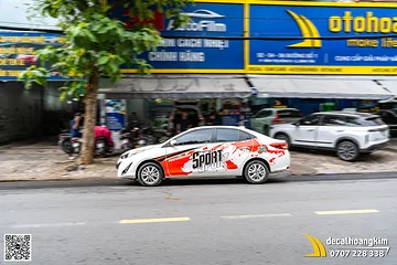Dán tem sườn xe Vios thể thao phong cách Sport đỏ trắng cá tính