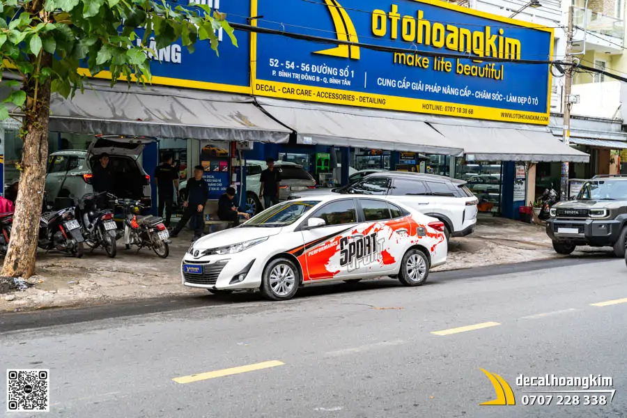 Dán tem sườn xe Vios thể thao phong cách Sport đỏ trắng cá tính - Ảnh 6