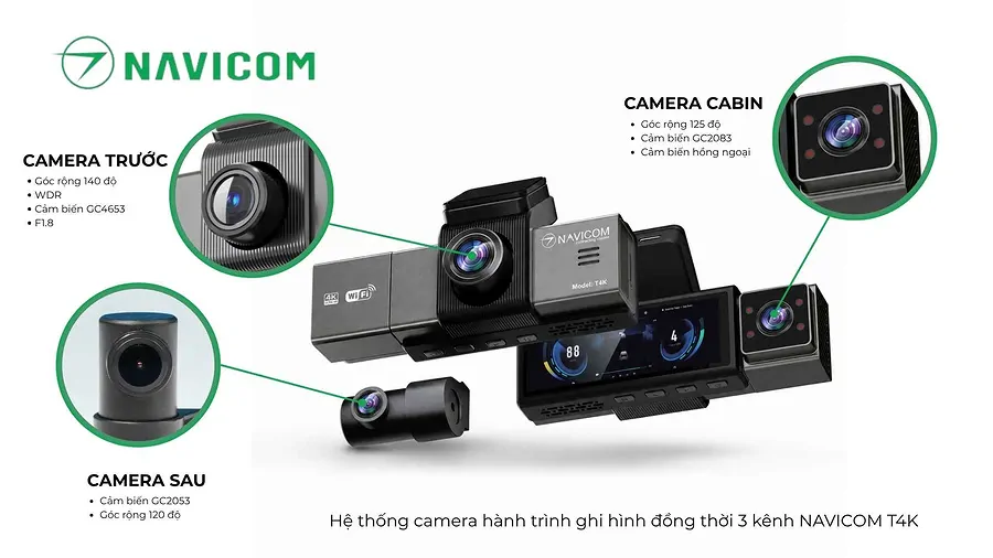 Camera Hành Trình Navicom T4K 3 Kênh - Ảnh 3