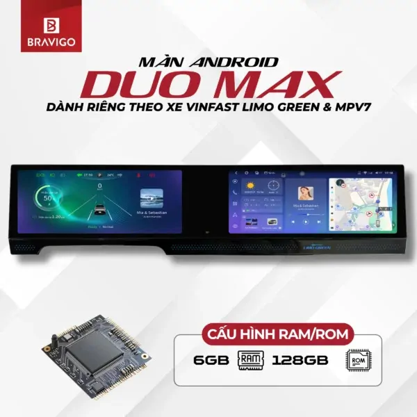 Màn hình Android Bravigo Duo Max cho VinFast Limo Green/MPV7 - Ảnh 2