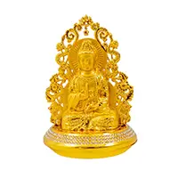 Tượng Phật Vàng Quan Âm Song Long đế vàng đính đá màu trắng