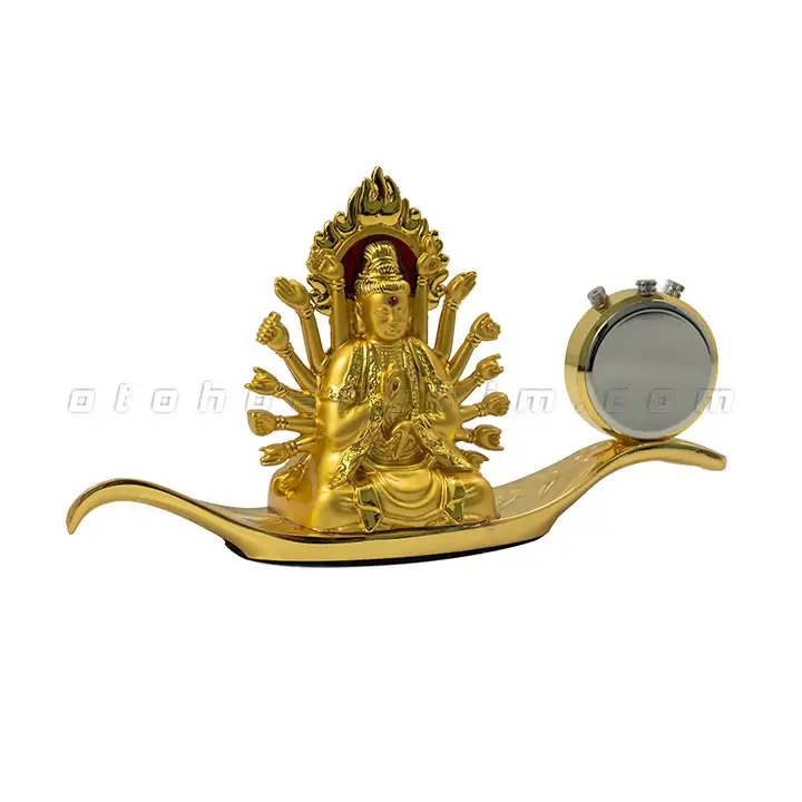Tượng phật vàng quan âm NGHÌN TAY ngồi lá (đồng hồ) - Ảnh 2