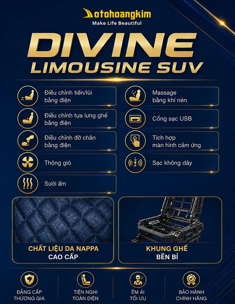 Ghế Limousine Divine DVL09 băng hai SUV - Nâng tầm nội thất xe - Ảnh 3