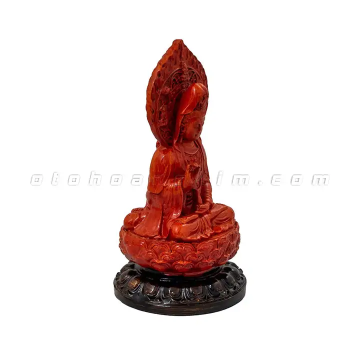 Tượng phật Quan Âm 2 mặt gỗ - Ảnh 2