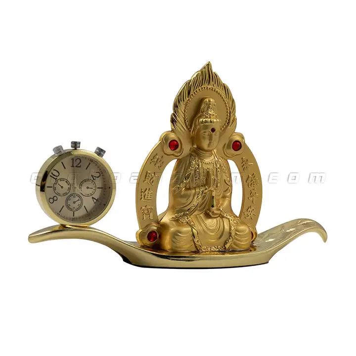 Tượng phật vàng quan âm LỬA ngồi lá (đồng hồ) - Ảnh 2